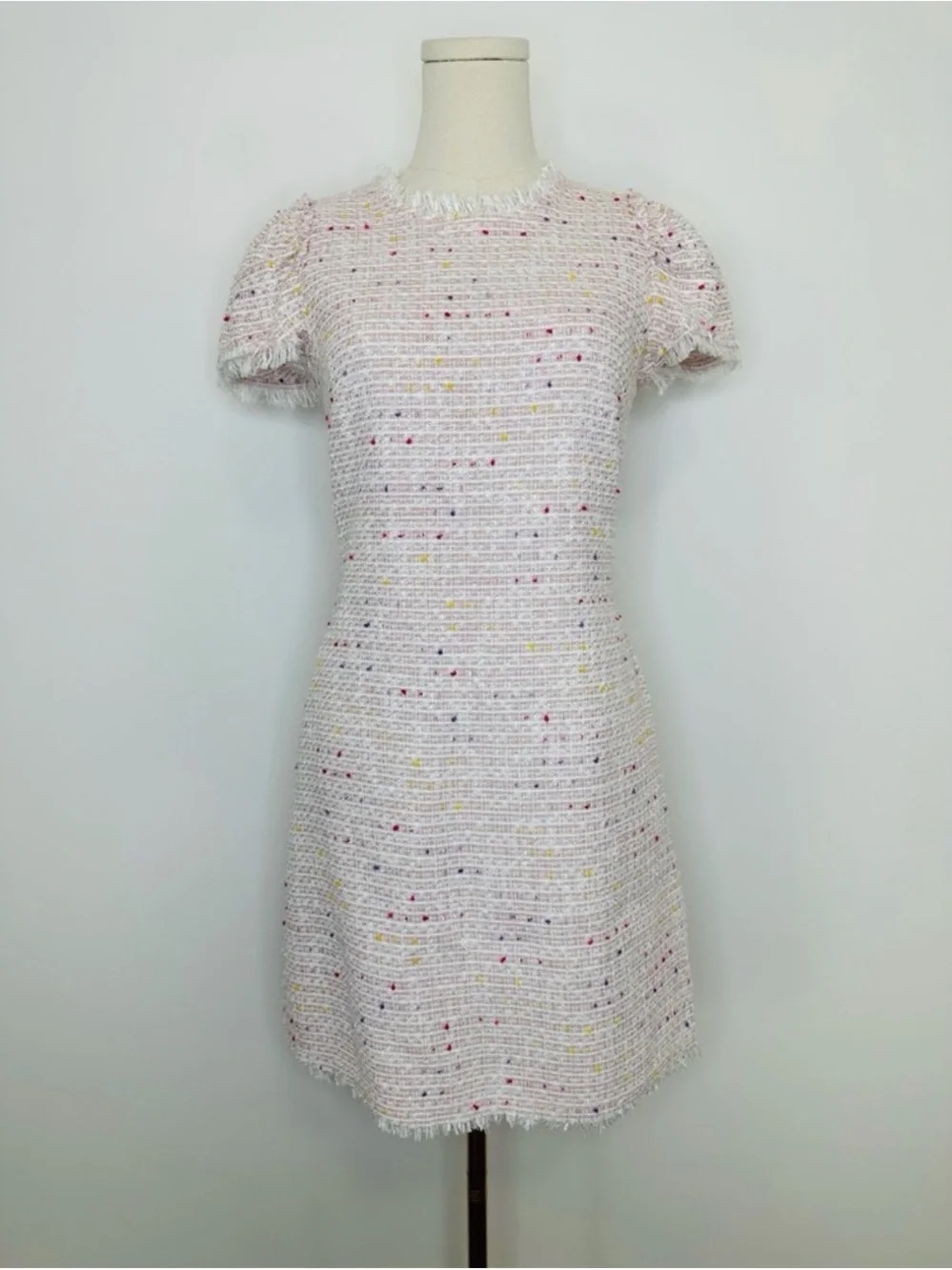 Kate Spade, Pink Flutter Sleeve Tweed Dress, Size 10
